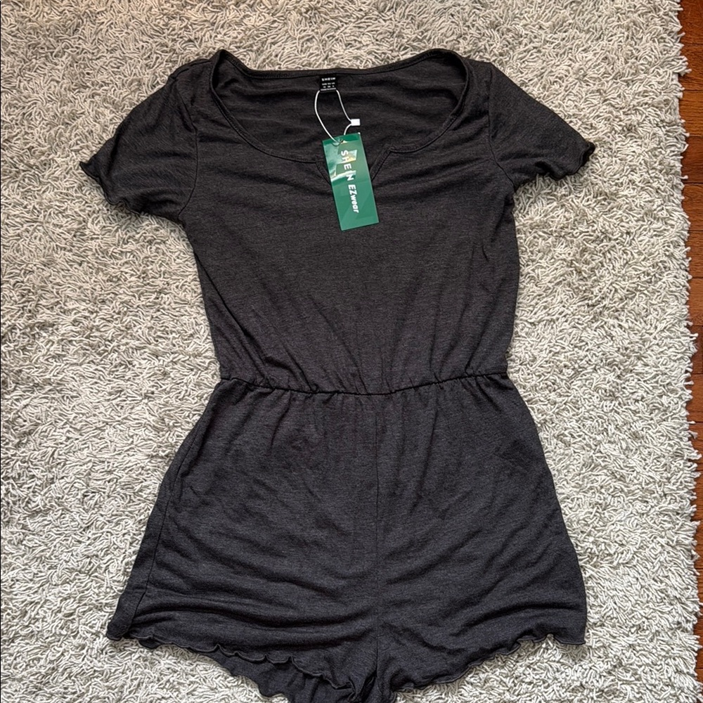 SHEIN Charcoal V-Neck Top